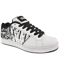 Male Vans Widow Splatter Leather Upper Skate in White and Black