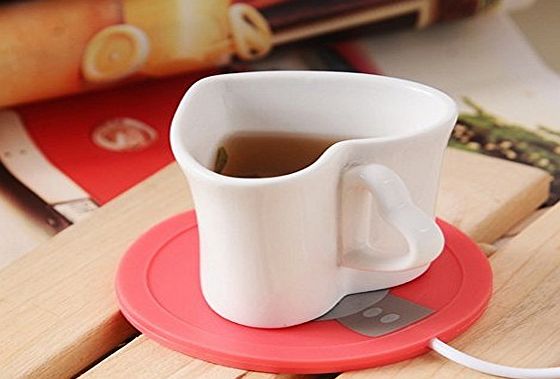 VANTIYA Coffee Warmer(Cup not Include) USB Coffee Insulation Electric Warmer Silicone Mat Mug Keep Hot Beverage Warm,Computer Coffee Warmer Tea Warmer (Red)