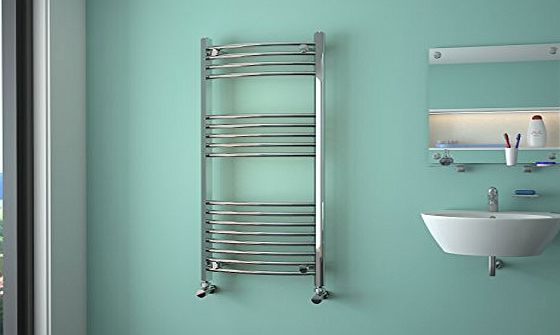 VeeBath Westbury 1200 X 500mm Curved Heated Towel Rail Chrome Bathroom Designer Radiator 22mm Thick Rails