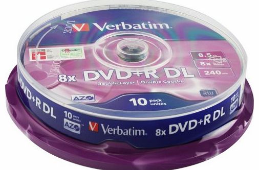 43666 8.5GB 8x DVD+R Double Layer Matt Silver 10 Pack Spindle