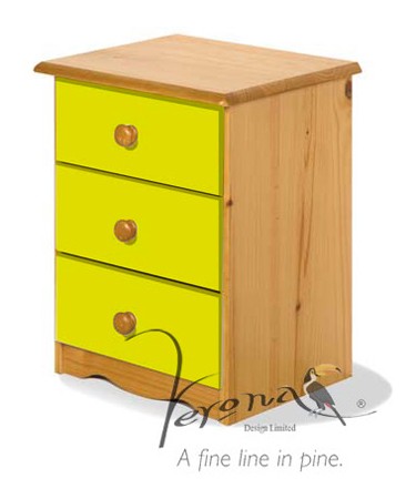 Lime 3 Drawer Bedside Cabinet