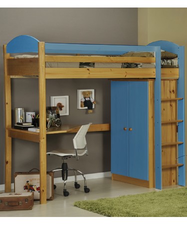 Maximus Highsleeper Desk & Wardrobe Blue