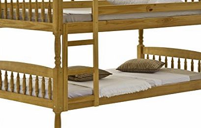 Verona Small Single Bunk Bed, Solid Antique Pine 2ft6, Milano Style, 5yr Guarantee