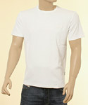 Mens White Ribbed Short Sleeve Round Neck T-Shirt