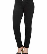 Black cotton blend power skinny jeans