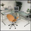 Contemporary L-Shaped Glass Work Desk