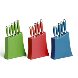 5 piece knife block set - blue