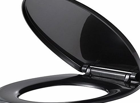 Vinsani Soft Close Black WC Bathroom Toilet Seat 5yr Guarantee