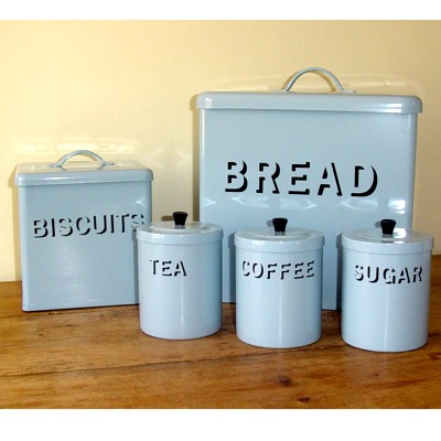 BLUE Enamel Bread Bin set