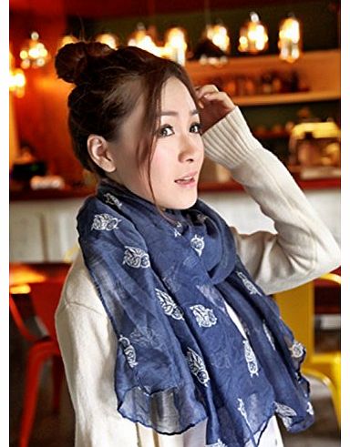 Viskey ladys Fashion Owl Paris Yarn Scarf, Mingblue