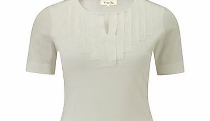 Crossgrain Pleat Top, Ivory