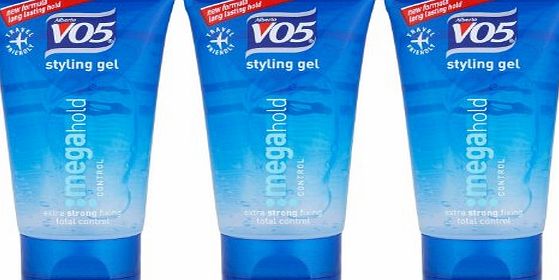 VO5 3 x VO5 HAIR STYLING GEL MEGA HOLD 50ml - TRAVEL SIZE MINI HAIR CARE .