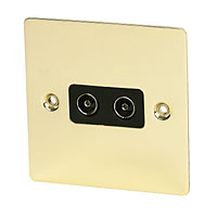 Twin TV Skt Polished Brass Flat Plate