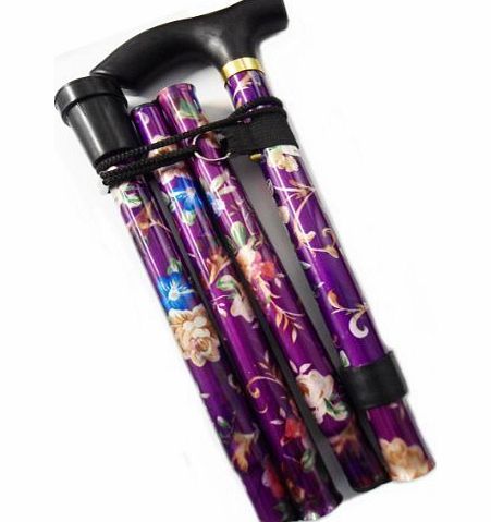 Walking Sticks World Smallest Folding Walking Stick - Purple Floral