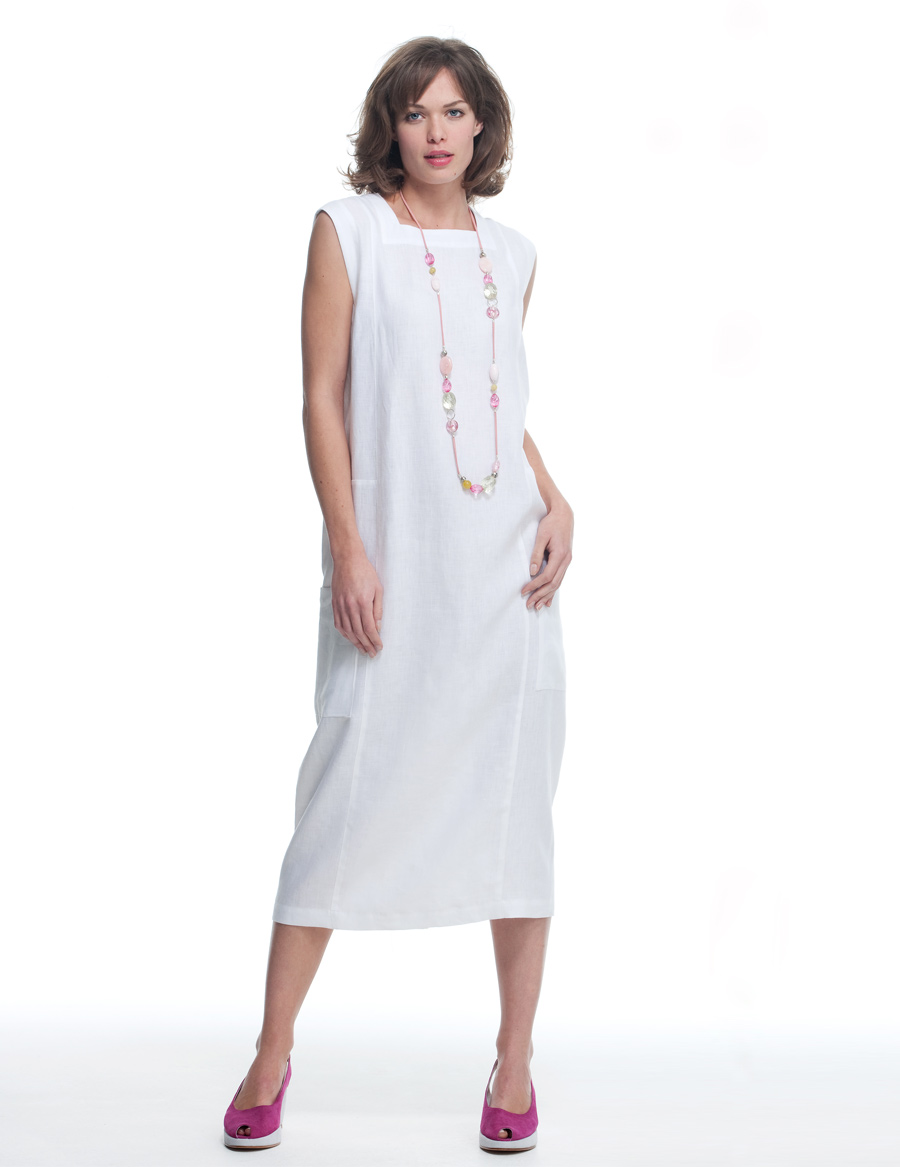 Square Neck Linen Dress