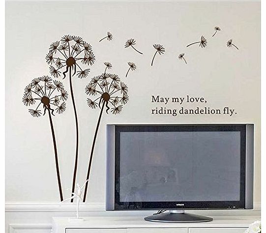 Walplus Huge Brown Dandelion Walplus Dandelion In The Wind II Huge Removable Vinyl Wall Sticker Mural Decal Art, Sienna