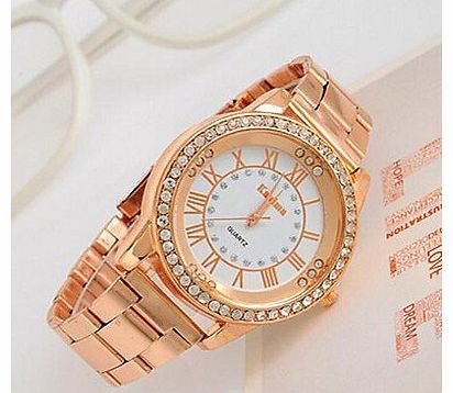 Womens Watch Big Dial Rhinestone Rose Gold Watch ( Gender : For Lady )