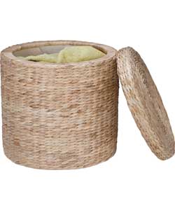 Hyacinth Round Lined Storage Box - Natural