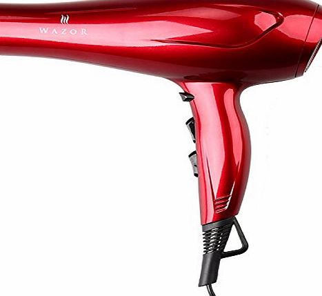 Wazor Red Color Hair Dryer Negative Ionic Blow Dryer 1800W DC Motor 2 Speed and 3 Heat Settings Standard UK Plug