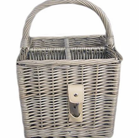 WD-40 Antique Washed Willow Wicker 4 Bottle Hamper/Gift Basket   Corkscrew/Bottle Opener