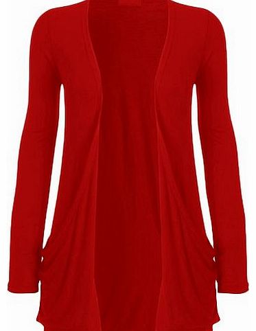 WearAll New Ladies Long Sleeve Boyfriend Cardigan Womens Top Red 20/22