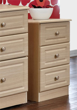 Welcome Furniture Amelie 3 Drawer Bedside Table in Light Oak