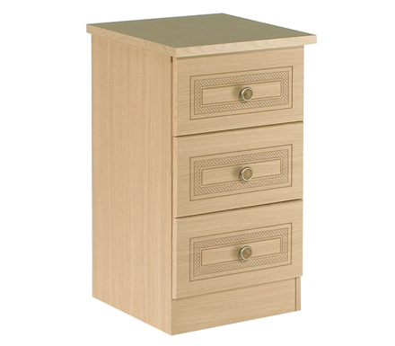 Welcome Furniture Eske 3 Drawer Bedside Table in Light Oak