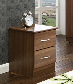 Welcome Furniture Stratford 2 Drawer Bedside Table in Walnut