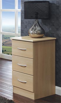 Welcome Furniture Stratford 3 Drawer Bedside Table in Light Oak