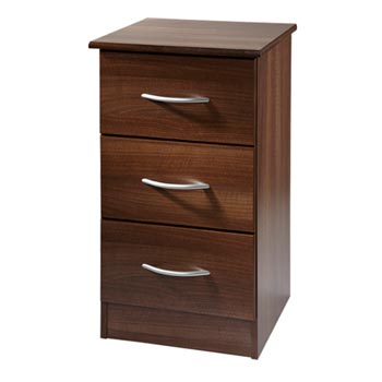 Welcome Furniture Stratford 3 Drawer Bedside Table in Walnut