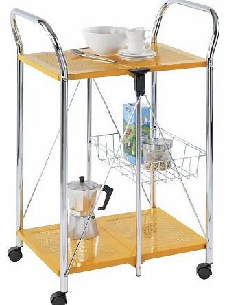 900010100 60 x 90 x 44 cm Chrome Side and Kitchen Trolly Sunny, Orange