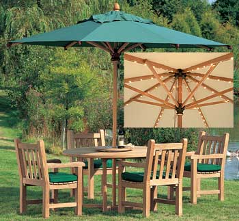 Westminster Teak Riviera 3m Round Parasol with Lights