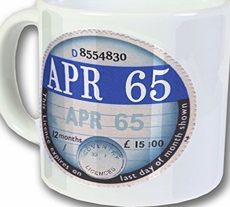 Whimsical Fish April 1965 Road Tax Disc Mug, Boxed - 50th Birthday Gift