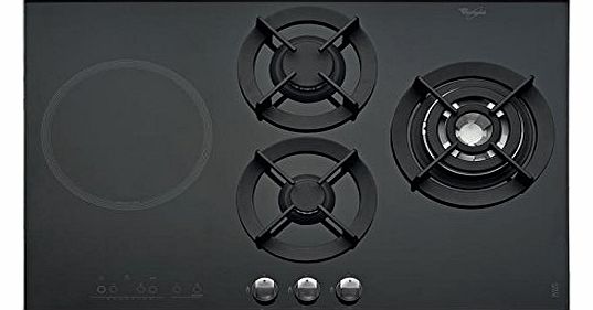 Whirlpool AKT 477 IX Built-In Gas Hob with 3 Burners/ 4 Crown Wok Burner, Black