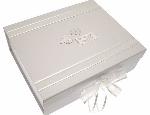 WHITE COTTON CARDS  Baby Silver Clothes A4 Keepsake Box