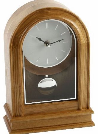 ARCHED LIGHT OAK FINISH PENDULUM MANTEL CLOCK BATON DIAL 25X17X8CM W2608OAK