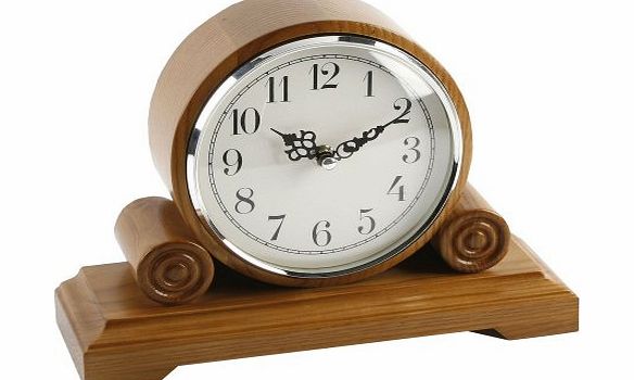 Widdop Bingham BARREL SHAPE OAK FINISH WOODEN MANTEL CLOCK WITH ARABIC DIAL 180X250X90MM W2649O