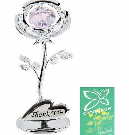 Crystocraft Keepsake Gift - Celebration Rose Gift Ornament THANK YOU with Swarvoski Crystal Elements