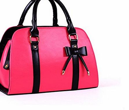 WIDEN ELECTRIC Hot Womens Vintage Messenger Handbag Shoulder Bag Tote with Bow (Hotpink-A)