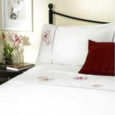 Flower Embroidered Duvet Set White King Size