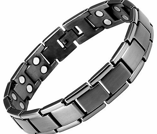 Willis Judd Mens Gunmetal Titanium Double Row Magnetic Bracelet In Black Velvet Gift Box   Free Link Removal Tool