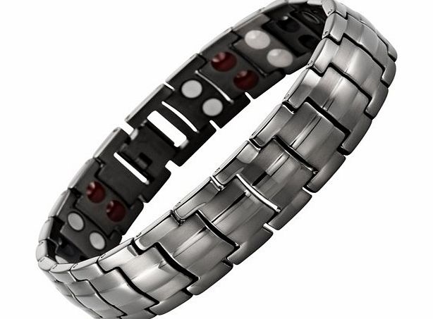 Willis Judd Mens Willis Judd New Four Element Gunmetal Titanium Magnetic Bracelet In Black Velvet Gift Box 