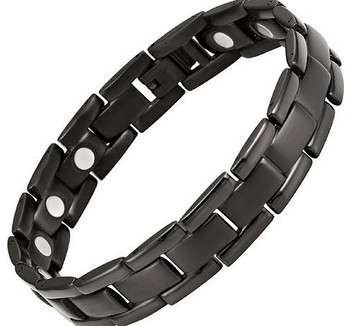 New Mens All Black Titanium Magnetic Bracelet In Black Velvet Gift Box + Free Link Removal Tool