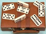 Witzigs Dominoes- double six, plastic,black spots in presentation case -00141