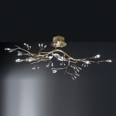 Wofi Lighting Albero Glass and Gold Coloured Ceiling Light