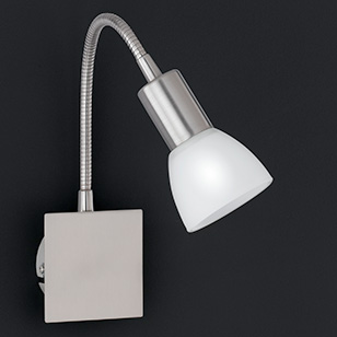 Wofi Lighting Angola Modern Energy Saving Wall Light In Nickel With Flexible Arm To Adjust The Light