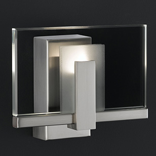 Wofi Lighting Darya Modern Low Voltage Wall Light In Nickel-matt And Glass