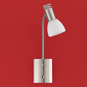 Don Modern Nickel Matt Wall Light With A Spotlight On A Flexible Arm