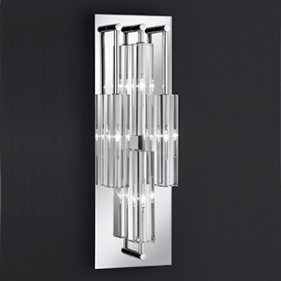 Wofi Lighting Dover Chrome And Glass Rectangular Wall Light