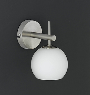 Wofi Lighting Georgia Nickel-matt Wall Light With A White Glass Shade